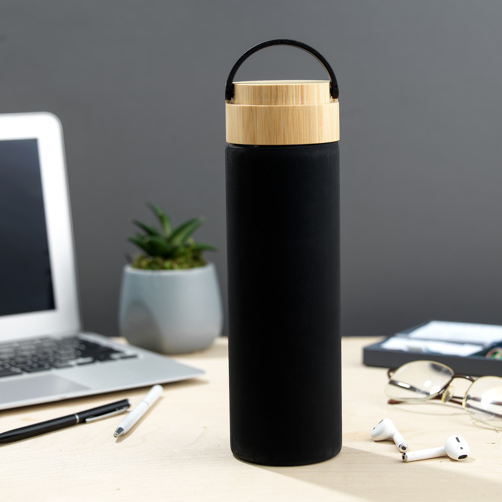 JoyJolt® 20oz. Glass Water Bottle with Carry Strap & Non Slip Silicone Sleeve